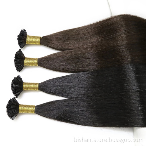 Wholesale Hot Sale Italian Keratin Pre Bonded Hair Extensions Remy Double Drawn u Tip Flat Tip i Tip Hair Extension